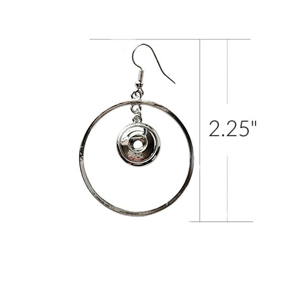 Snap Charm Hoop Dangle Earrings for Mini Snap 12mm - Picture 2 of 4